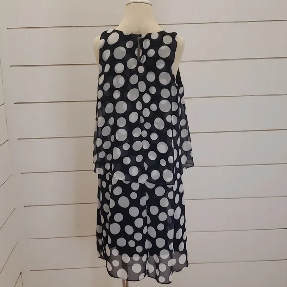 PRELUDE size 10 tiered dress blue with white polka dots - Picture 4 of 7